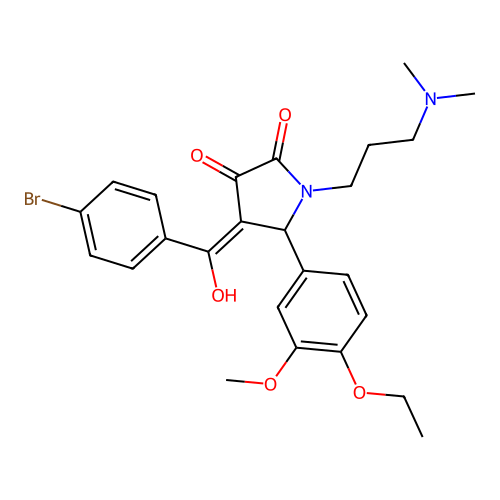 (4E)-4-[(4-bromophenyl)-hydroxymethylidene]-1-[3-(dimethylamino)propyl]-5-(4-ethoxy-3-methoxyphenyl)pyrrolidine-2,3-dione structure