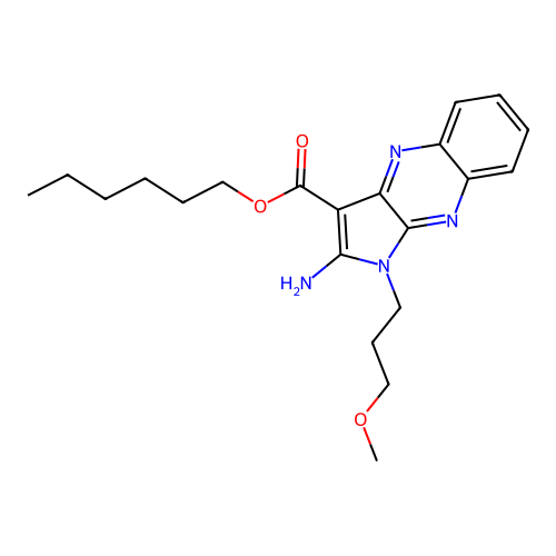 hexyl 2-amino-1-(3-methoxypropyl)-1H-pyrrolo[2,3-b]quinoxaline-3-carboxylate structure