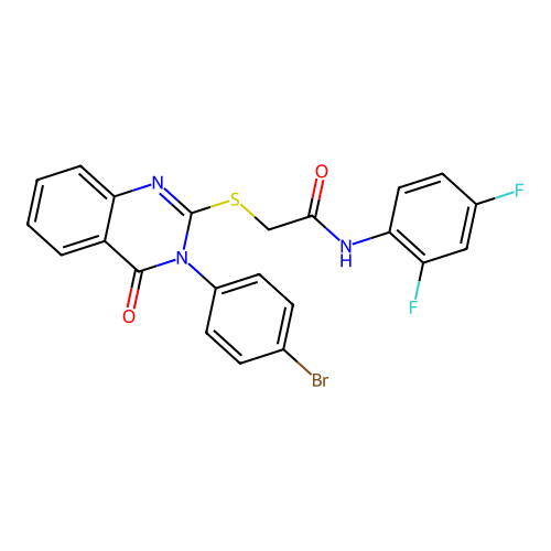 2-{[3-(4-bromophenyl)-4-oxo-3,4-dihydroquinazolin-2-yl]sulfanyl}-N-(2,4-difluorophenyl)acetamide structure
