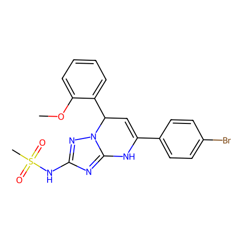 N-[5-(4-bromophenyl)-7-(2-methoxyphenyl)-4,7-dihydro[1,2,4]triazolo[1,5-a]pyrimidin-2-yl]methanesulfonamide structure