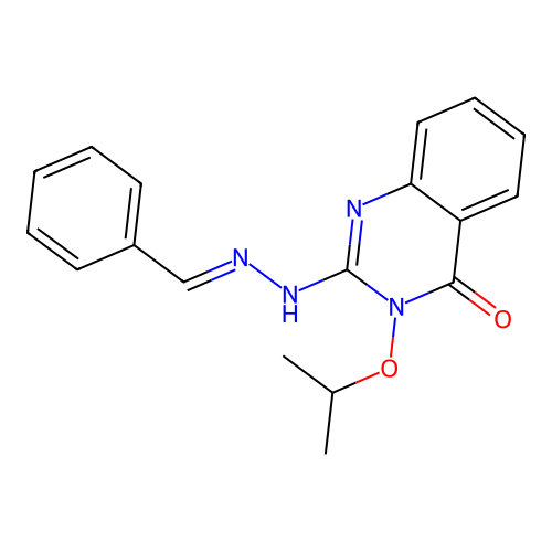 (E)-2-(2-benzylidenehydrazinyl)-3-isopropoxyquinazolin-4(3H)-one structure