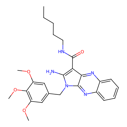 2-amino-N-pentyl-1-(3,4,5-trimethoxybenzyl)-1H-pyrrolo[2,3-b]quinoxaline-3-carboxamide structure