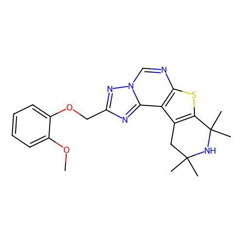 2-((2-methoxyphenoxy)methyl)-8,8,10,10-tetramethyl-8,9,10,11-tetrahydropyrido[4',3':4,5]thieno[3,2-e][1,2,4]triazolo[1,5-c]pyrimidine structure
