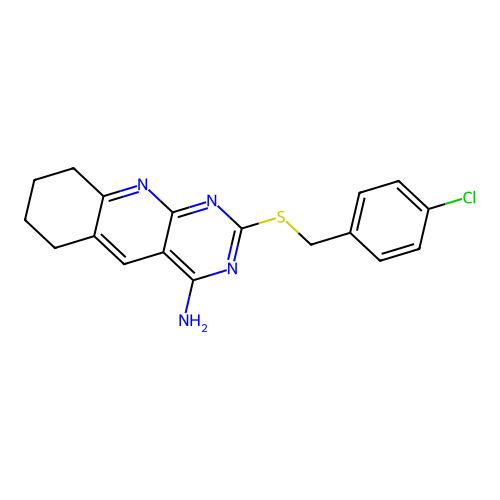 2-[(4-Chlorobenzyl)sulfanyl]-6,7,8,9-tetrahydropyrimido[4,5-b]quinolin-4-amine structure