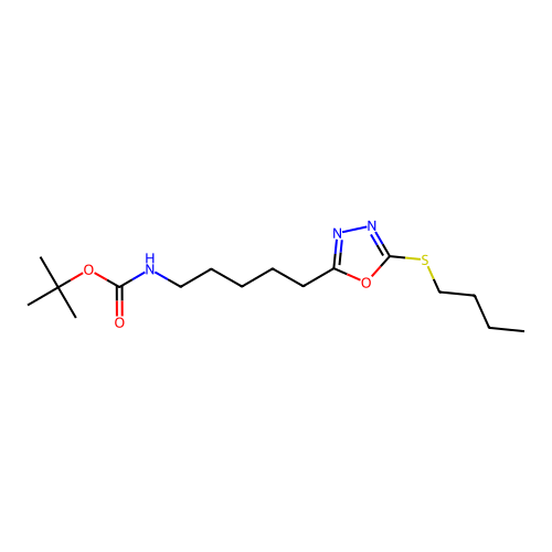 Tert-butyl (5-(5-(butylthio)-1,3,4-oxadiazol-2-yl)pentyl)carbamate structure