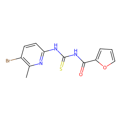N-[(5-bromo-6-methylpyridin-2-yl)carbamothioyl]furan-2-carboxamide structure