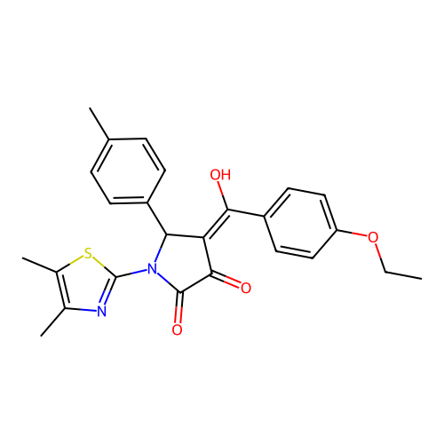 (4E)-1-(4,5-dimethyl-1,3-thiazol-2-yl)-4-[(4-ethoxyphenyl)(hydroxy)methylidene]-5-(4-methylphenyl)pyrrolidine-2,3-dione structure