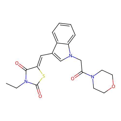 (5Z)-3-ethyl-5-({1-[2-(morpholin-4-yl)-2-oxoethyl]-1H-indol-3-yl}methylidene)-1,3-thiazolidine-2,4-dione structure
