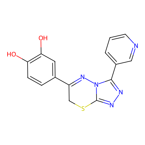4-(3-(pyridin-3-yl)-7H-[1,2,4]triazolo[3,4-b][1,3,4]thiadiazin-6-yl)benzene-1,2-diol structure