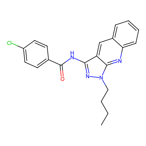 N-(1-butyl-1H-pyrazolo[3,4-b]quinolin-3-yl)-4-chlorobenzamide structure