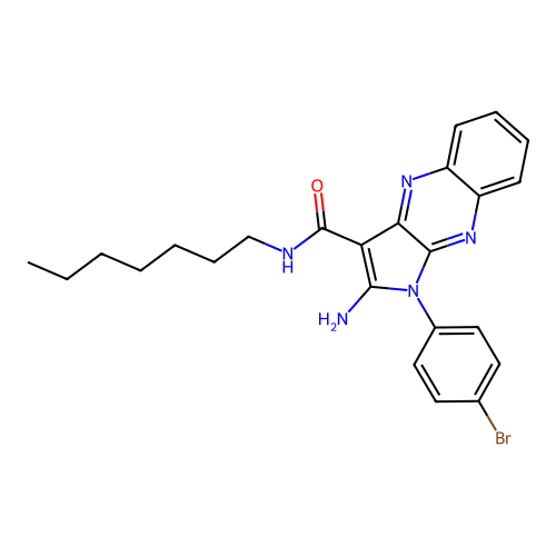 2-amino-1-(4-bromophenyl)-N-heptyl-1H-pyrrolo[2,3-b]quinoxaline-3-carboxamide structure