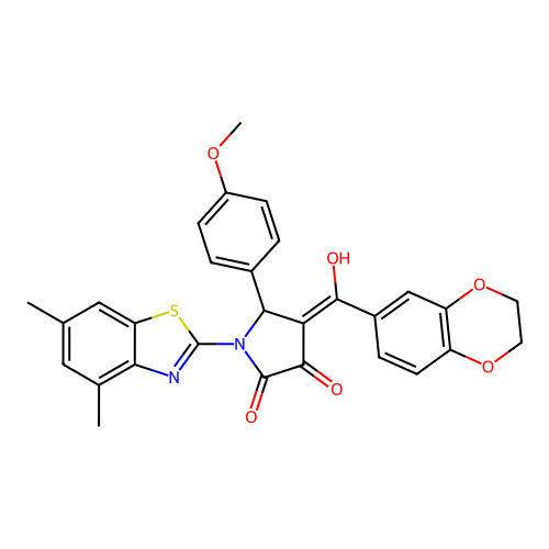 (4E)-4-[2,3-dihydro-1,4-benzodioxin-6-yl(hydroxy)methylidene]-1-(4,6-dimethyl-1,3-benzothiazol-2-yl)-5-(4-methoxyphenyl)pyrrolidine-2,3-dione structure