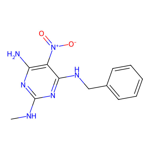N4-benzyl-N2-methyl-5-nitropyrimidine-2,4,6-triamine structure