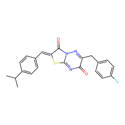 (Z)-6-(4-fluorobenzyl)-2-(4-isopropylbenzylidene)-2H-thiazolo[3,2-b][1,2,4]triazine-3,7-dione structure