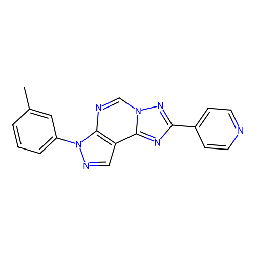 2-(pyridin-4-yl)-7-(m-tolyl)-7H-pyrazolo[4,3-e][1,2,4]triazolo[1,5-c]pyrimidine structure