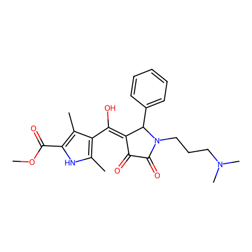 methyl 4-(1-(3-(dimethylamino)propyl)-4-hydroxy-5-oxo-2-phenyl-2,5-dihydro-1H-pyrrole-3-carbonyl)-3,5-dimethyl-1H-pyrrole-2-carboxylate structure