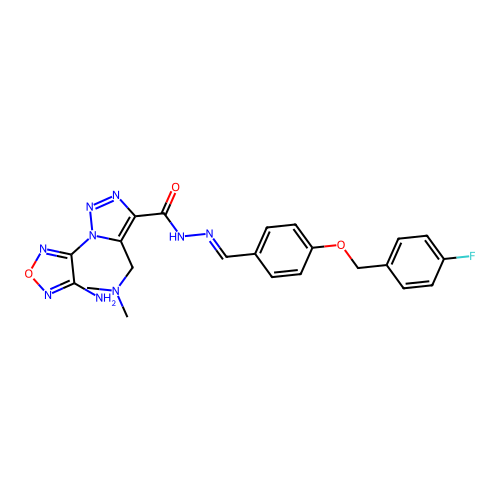 (E)-1-(4-amino-1,2,5-oxadiazol-3-yl)-5-((dimethylamino)methyl)-N'-(4-((4-fluorobenzyl)oxy)benzylidene)-1H-1,2,3-triazole-4-carbohydrazide structure