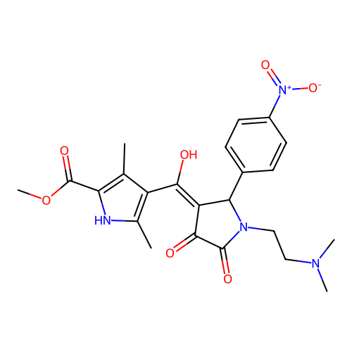 methyl 4-({1-[2-(dimethylamino)ethyl]-4-hydroxy-2-(4-nitrophenyl)-5-oxo(3-pyrr olin-3-yl)}carbonyl)-3,5-dimethylpyrrole-2-carboxylate structure