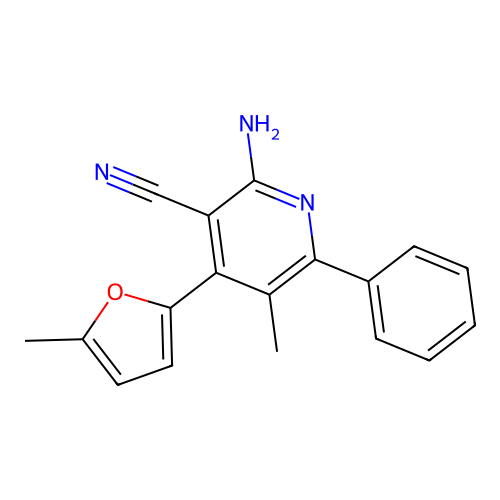 2-Amino-5-methyl-4-(5-methylfuran-2-yl)-6-phenylpyridine-3-carbonitrile structure