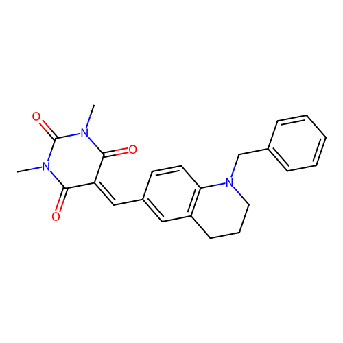 5-((1-benzyl-1,2,3,4-tetrahydroquinolin-6-yl)methylene)-1,3-dimethylpyrimidine-2,4,6(1H,3H,5H)-trione structure