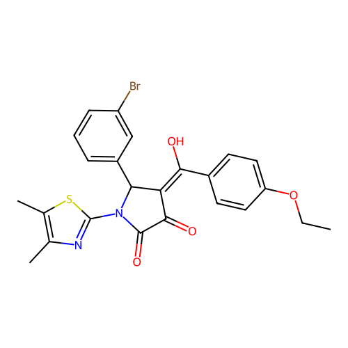 (4E)-5-(3-bromophenyl)-1-(4,5-dimethyl-1,3-thiazol-2-yl)-4-[(4-ethoxyphenyl)(hydroxy)methylidene]pyrrolidine-2,3-dione structure