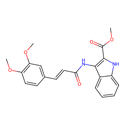 (E)-methyl 3-(3-(3,4-dimethoxyphenyl)acrylamido)-1H-indole-2-carboxylate structure