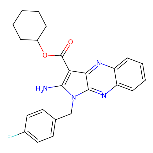 cyclohexyl 2-amino-1-(4-fluorobenzyl)-1H-pyrrolo[2,3-b]quinoxaline-3-carboxylate structure