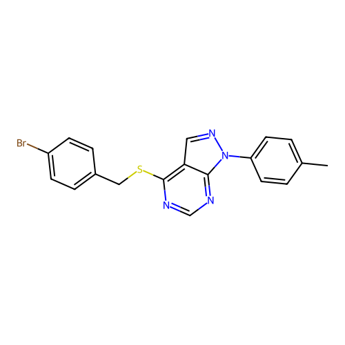 4-[(4-bromobenzyl)sulfanyl]-1-(4-methylphenyl)-1H-pyrazolo[3,4-d]pyrimidine structure