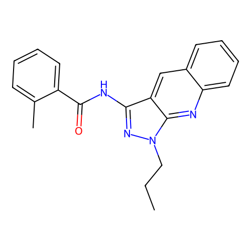 2-methyl-N-(1-propyl-1H-pyrazolo[3,4-b]quinolin-3-yl)benzamide structure