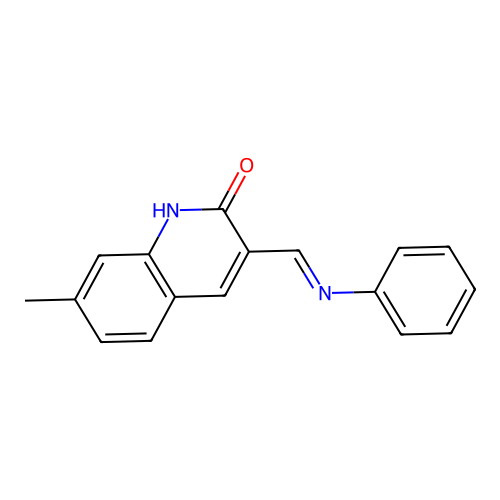 (E)-7-methyl-3-((phenylimino)methyl)quinolin-2-ol structure