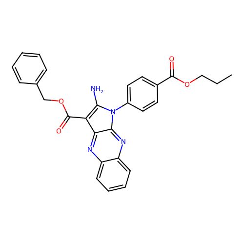 benzyl 2-amino-1-(4-(propoxycarbonyl)phenyl)-1H-pyrrolo[2,3-b]quinoxaline-3-carboxylate structure