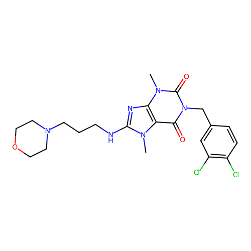 1-(3,4-dichlorobenzyl)-3,7-dimethyl-8-((3-morpholinopropyl)amino)-1H-purine-2,6(3H,7H)-dione structure