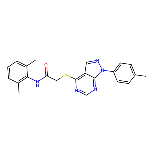 N-(2,6-dimethylphenyl)-2-((1-(p-tolyl)-1H-pyrazolo[3,4-d]pyrimidin-4-yl)thio)acetamide structure