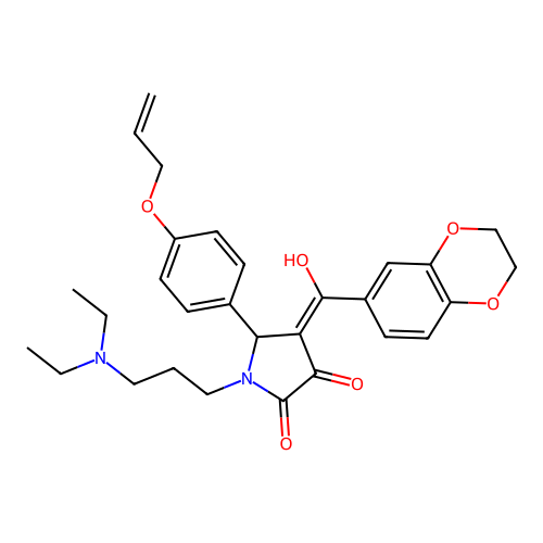 (4E)-1-[3-(diethylamino)propyl]-4-[2,3-dihydro-1,4-benzodioxin-6-yl(hydroxy)methylidene]-5-(4-prop-2-enoxyphenyl)pyrrolidine-2,3-dione structure