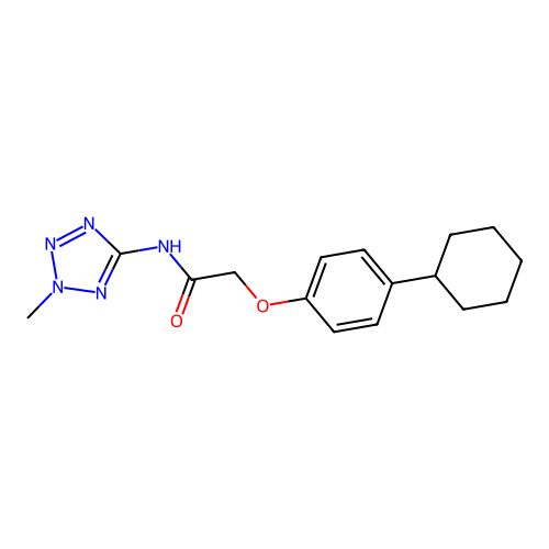2-(4-cyclohexylphenoxy)-N-(2-methyl-2H-tetrazol-5-yl)acetamide structure