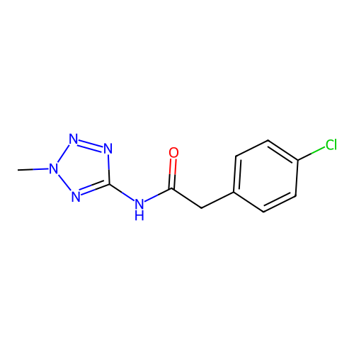 2-(4-chlorophenyl)-N-(2-methyl-2H-tetrazol-5-yl)acetamide structure