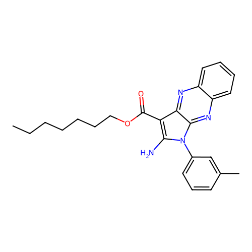 heptyl 2-amino-1-(3-methylphenyl)-1H-pyrrolo[2,3-b]quinoxaline-3-carboxylate structure