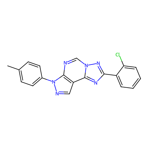 2-(2-chlorophenyl)-7-(4-methylphenyl)-7H-pyrazolo[4,3-e][1,2,4]triazolo[1,5-c]pyrimidine structure