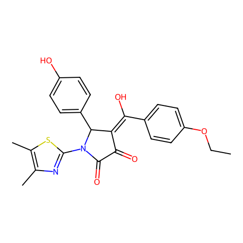 (4E)-1-(4,5-dimethyl-1,3-thiazol-2-yl)-4-[(4-ethoxyphenyl)(hydroxy)methylidene]-5-(4-hydroxyphenyl)pyrrolidine-2,3-dione structure