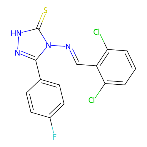 4-((2,6-Dichlorobenzylidene)amino)-5-(4-fluorophenyl)-4H-1,2,4-triazole-3-thiol structure