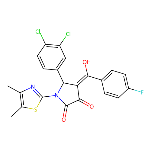 (4E)-5-(3,4-dichlorophenyl)-1-(4,5-dimethyl-1,3-thiazol-2-yl)-4-[(4-fluorophenyl)(hydroxy)methylidene]pyrrolidine-2,3-dione structure