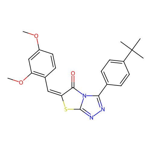 (6E)-3-(4-tert-butylphenyl)-6-[(2,4-dimethoxyphenyl)methylidene]-[1,3]thiazolo[2,3-c][1,2,4]triazol-5-one structure