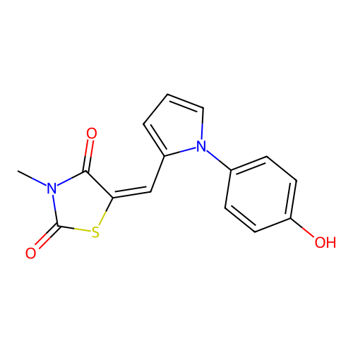 (5E)-5-[[1-(4-hydroxyphenyl)pyrrol-2-yl]methylidene]-3-methyl-1,3-thiazolidine-2,4-dione structure