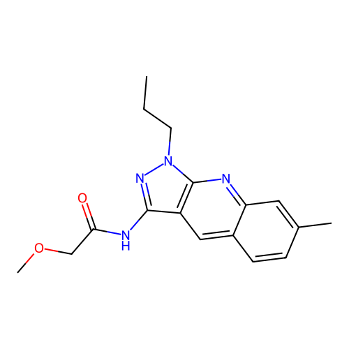2-methoxy-N-(7-methyl-1-propyl-1H-pyrazolo[3,4-b]quinolin-3-yl)acetamide structure