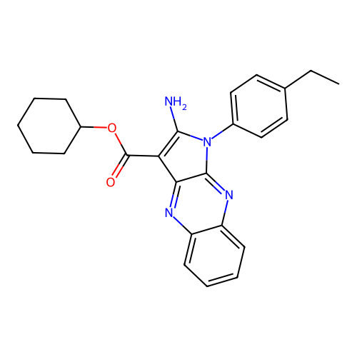 cyclohexyl 2-amino-1-(4-ethylphenyl)-1H-pyrrolo[2,3-b]quinoxaline-3-carboxylate structure