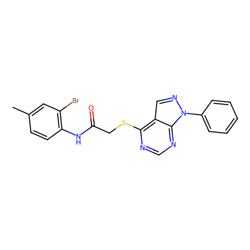 N-(2-bromo-4-methylphenyl)-2-((1-phenyl-1H-pyrazolo[3,4-d]pyrimidin-4-yl)thio)acetamide structure