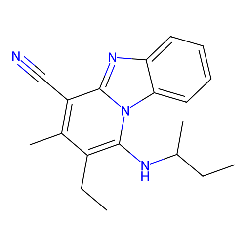 1-(Butan-2-ylamino)-2-ethyl-3-methylpyrido[1,2-a]benzimidazole-4-carbonitrile structure