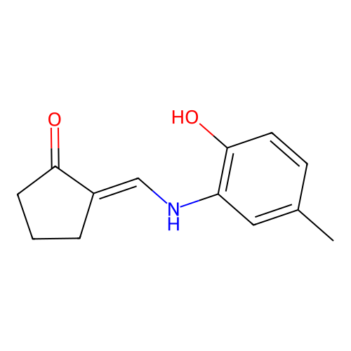 (2E)-2-{[(2-hydroxy-5-methylphenyl)amino]methylidene}cyclopentanone structure