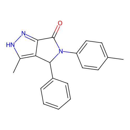 3-methyl-5-(4-methylphenyl)-4-phenyl-4,5-dihydropyrrolo[3,4-c]pyrazol-6(1H)-one structure