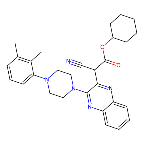 Cyclohexyl cyano{3-[4-(2,3-dimethylphenyl)piperazin-1-yl]quinoxalin-2-yl}acetate structure